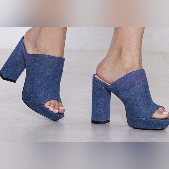 Nasty Gal Shoes - Nasty Gal Denim Square Heel Mules